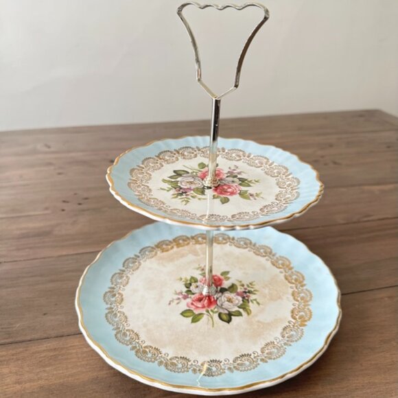 Vintage two-tiered serving tray - Picture 2 of 7